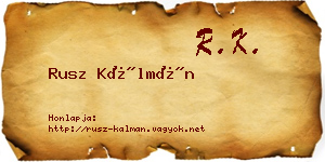 Rusz Kálmán névjegykártya